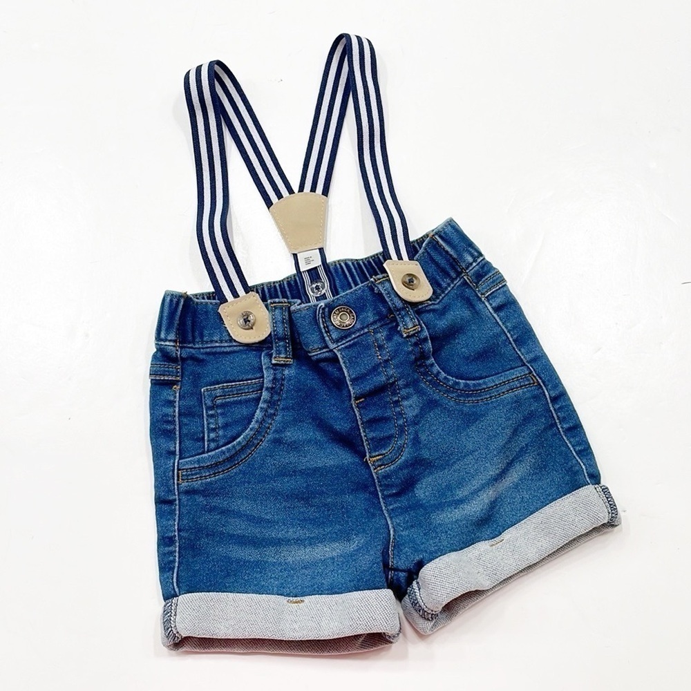 Baby Cat & Jack baby boys denim shorts w/suspenders
